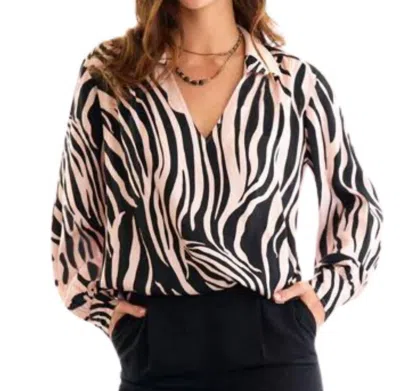 Finley Davy Tiger-print Satin Top In Pink