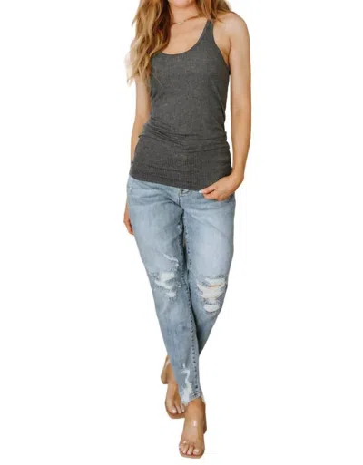 Zenana Everybody's Favorite Racerback Tank In Charcoal In Pink