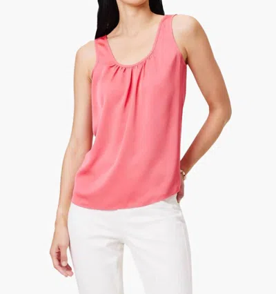 Nic + Zoe Satin Chiffon Scoop Tank Top In Coral In Pink