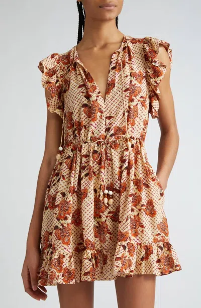 Ulla Johnson Kalina Floral Flutter Sleeve Cover-up Minidress In Multi