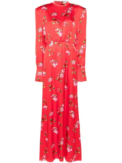 Magda Butrym Floral Silk Gown In Red