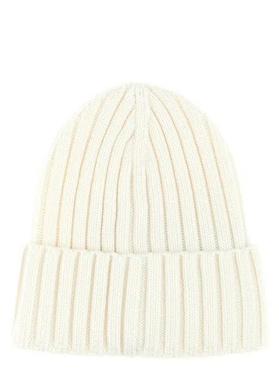 Shop Moncler Logo Patch Beanie In White