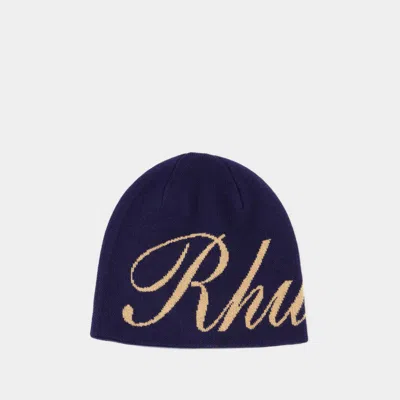 Shop Rhude Script Beanie In Blue