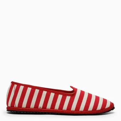 Shop Vibi Venezia And White Striped Ballerinas In Red