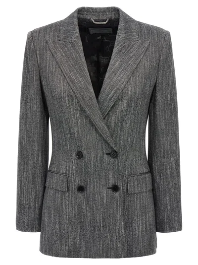 Shop Alberta Ferretti Double-breasted Blazer Blazer And Suits In Gray