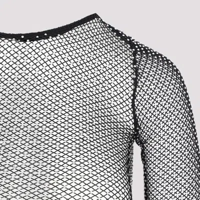 Balenciaga Black Crystal Mesh Mini Top In Black