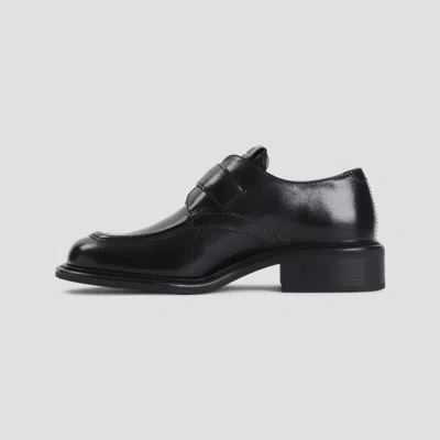 Miu Miu Leather Brogue Shoes In Black