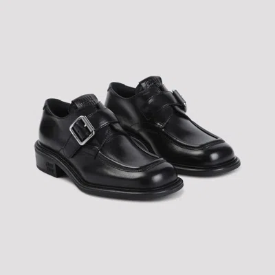 Miu Miu Leather Brogue Shoes In Black