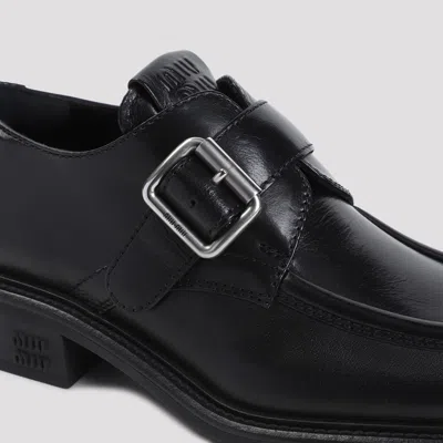 Miu Miu Leather Brogue Shoes In Black