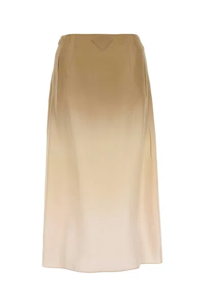 Prada Silk Midi Skirt In Multicoloured