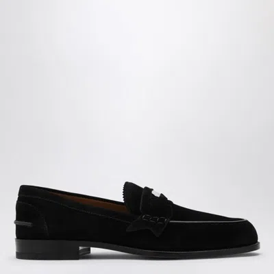 Christian Louboutin No Penny Suede Loafers In Black