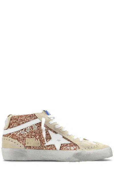 Golden Goose Mid Star Classic Sneakers In Peach,pearl,white