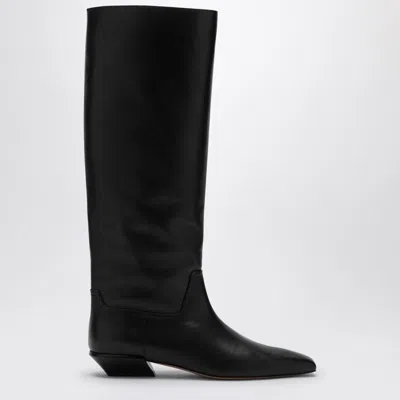 Paris Texas Leather Bettina Boots With Squared Toe In Black