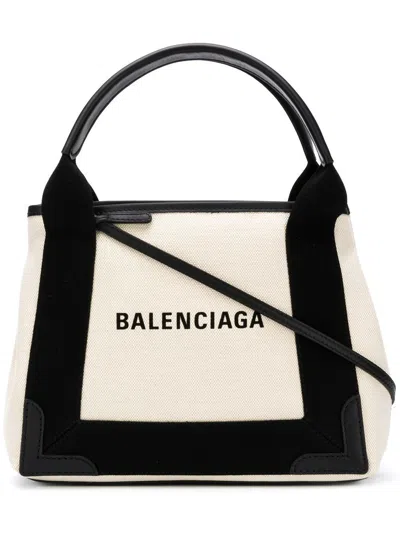 Balenciaga Women's Two-tone Canvas Small Cobas Navy Handbag | 3903462hh3n Color 9260 In Beige