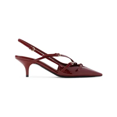 Miu Miu Maroon Slingback Leather Pumps In Purple