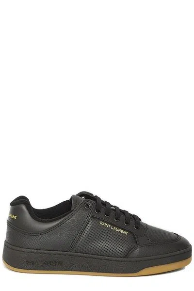 Saint Laurent Sole Contrast Reinforced Toe Cap Sneakers In Black
