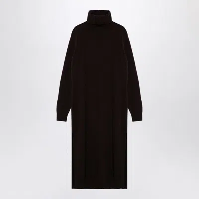 Roberto Collina Brown Cashmere Blend Turtleneck Dress In Brown