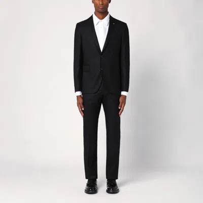 Tagliatore Black Virgin Wool Bruce Single-breasted Suit In Black
