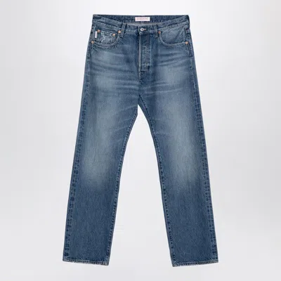 Valentino Blue Washed-effect Denim Jeans In Blue