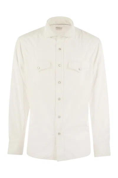 Brunello Cucinelli Pocketed Leisure Fit Shirt In Navy Blue