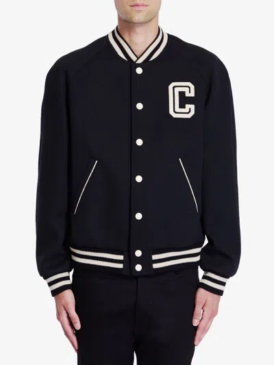 Celine Varsity Collegiate Bomber Jacket In Black