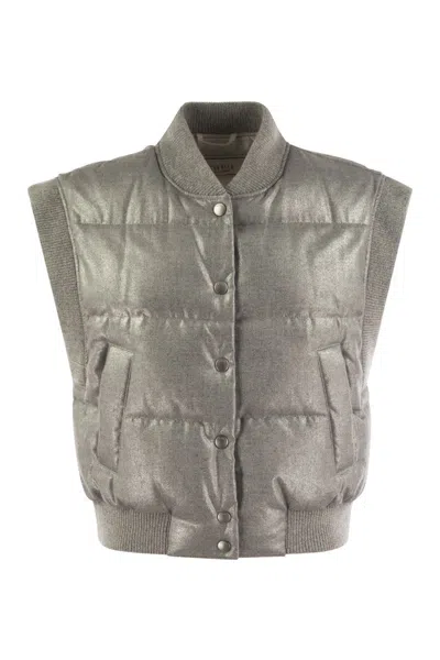 Peserico Down Cropped Vest In Gray