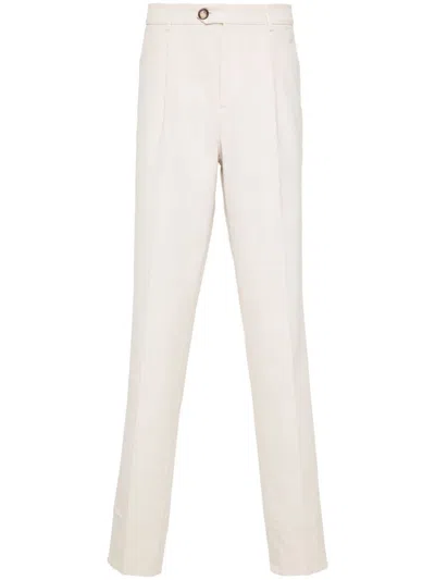 Shop Brunello Cucinelli Men's Cotton Chino Trousers In White