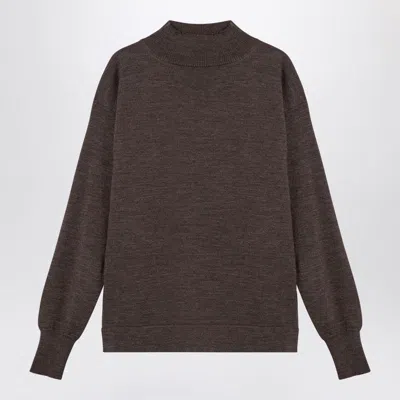 Maison Margiela Four Stitches Wool Turtleneck Sweater In Brown