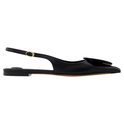 Jacquemus Duelo Slingback Leather Flats In Black