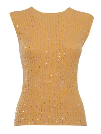 Fabiana Filippi Sleeveless Top With Paillettes In Orange