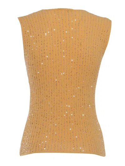Fabiana Filippi Sleeveless Top With Paillettes In Orange