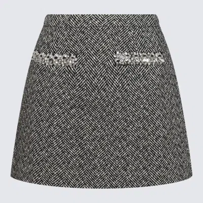 Shop Self-portrait Dark Grey Skirt In Black