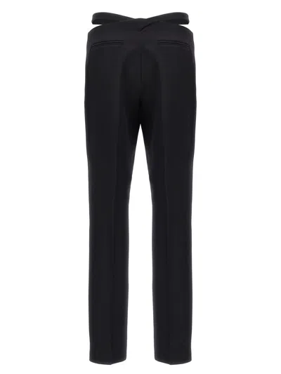 Attico Black Belt Detail Trousers In Black