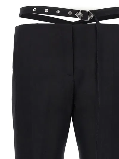 Attico Black Belt Detail Trousers In Black
