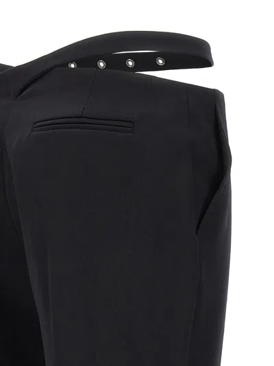 Attico Black Belt Detail Trousers In Black