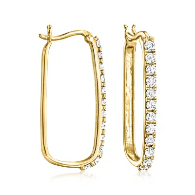 Ross-simons Diamond Paper Clip Link Hoop Earrings In 18kt Gold Over Sterling In White