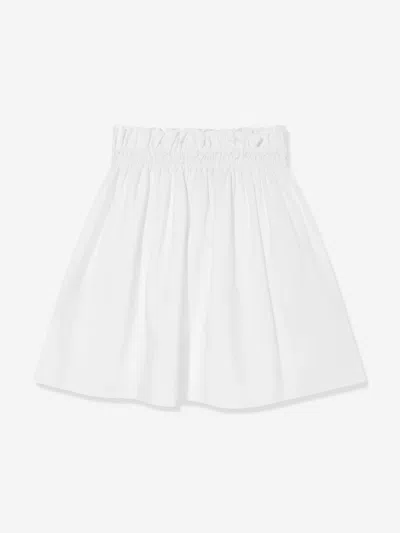 Fendi Girls Cotton Logo Skirt In White