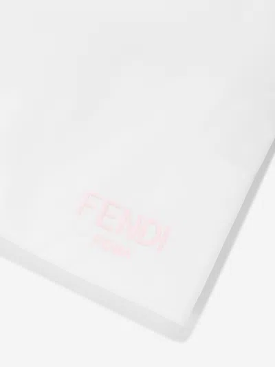 Fendi Girls Cotton Logo Skirt In White