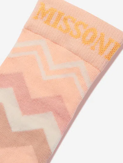 Missoni Girls Zigzag Socks In Pink