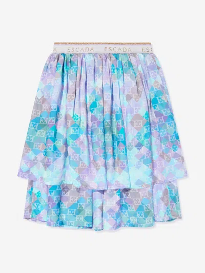 Escada Girls Layered Skirt In Blue