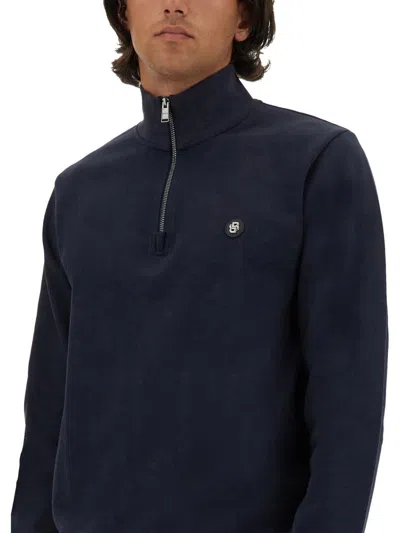 Shop Hugo Boss Boss Sweatshirt With Logo In Blue