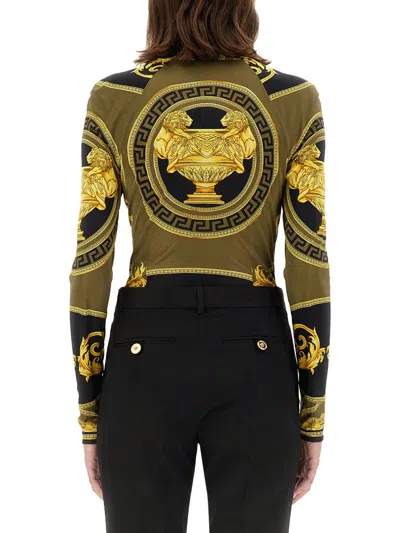 Shop Versace Bodysuit With Baroque Print In Multicolour