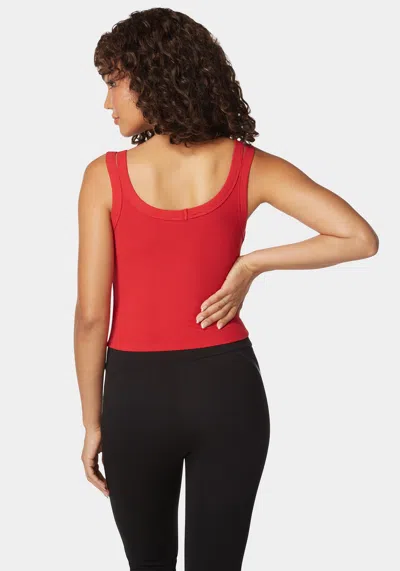 Bebe Logo Double Strap Single Stone Rib Top In Salsa