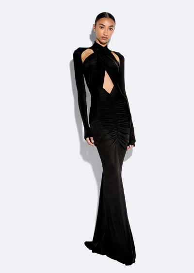 Lapointe Jersey Halter Ruched Gown In Black