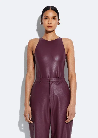 Lapointe Stretch Faux Leather Bodysuit In Mulberry
