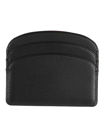Apc A.p.c. Semi-circular Black Leather Cardholder With Multiple Slots