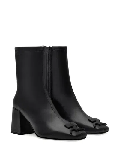 Shop Courrèges Black Reedition Logo Ankle Boots