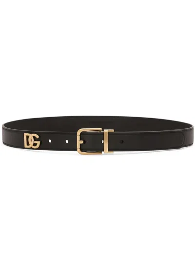 Shop Dolce & Gabbana Loged Belt Accessories In Black