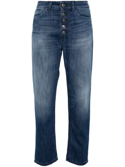 Dondup Cropped Denim Trousers In Blue