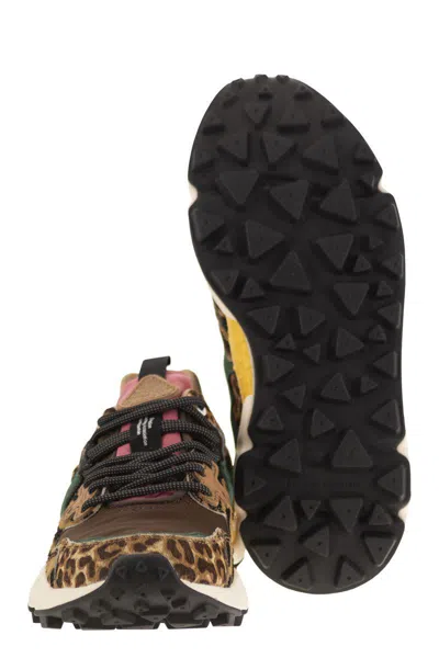 Flower Mountain Yamano 3 - Sneakers In Pony And Technical Fabric In Brown